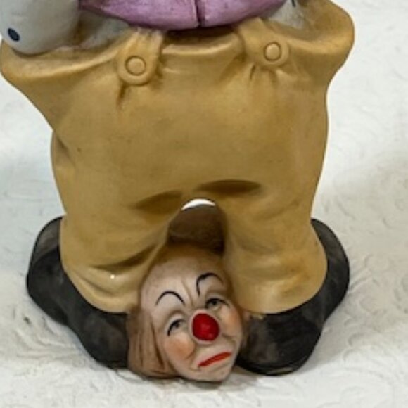 VTG Ceramic Circus Clown w/2 Heads/Masks at Shoes Figurine Decor 7.5" Tall - Picture 5 of 15